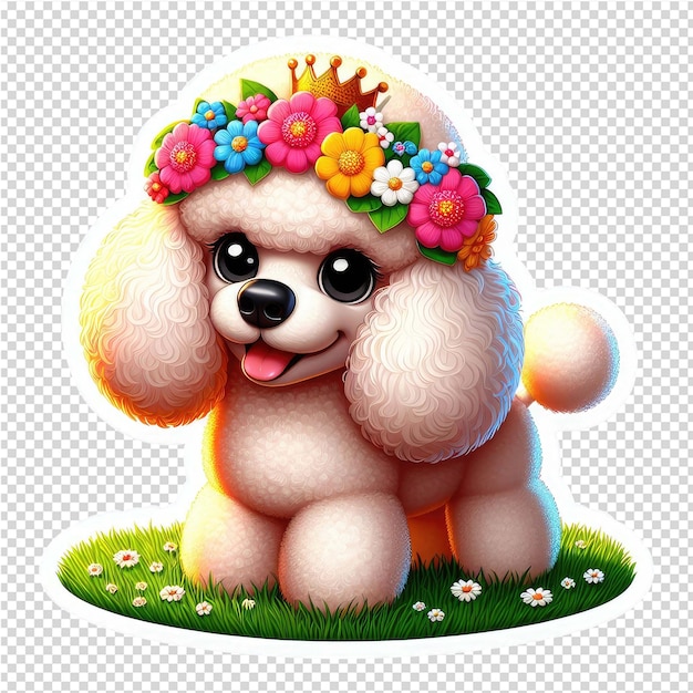 PSD cuteness overload dog sticker with transparent background