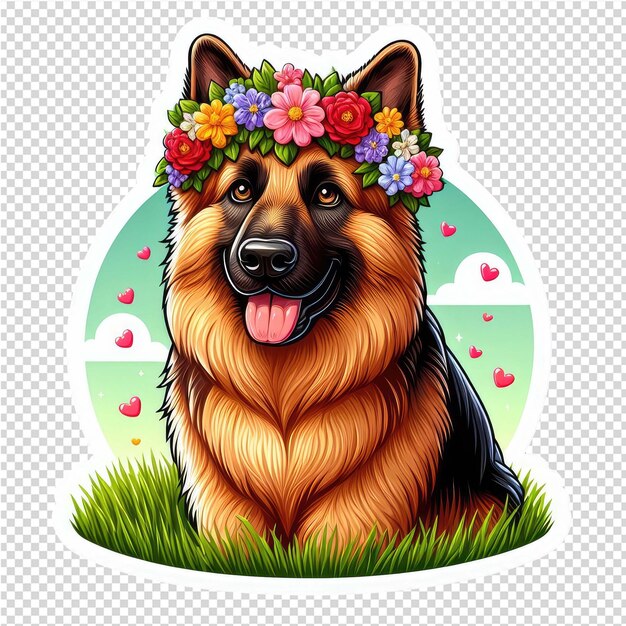 PSD cuteness overload dog sticker with transparent background