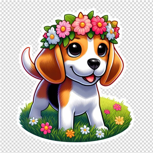 PSD cuteness overload dog sticker with transparent background