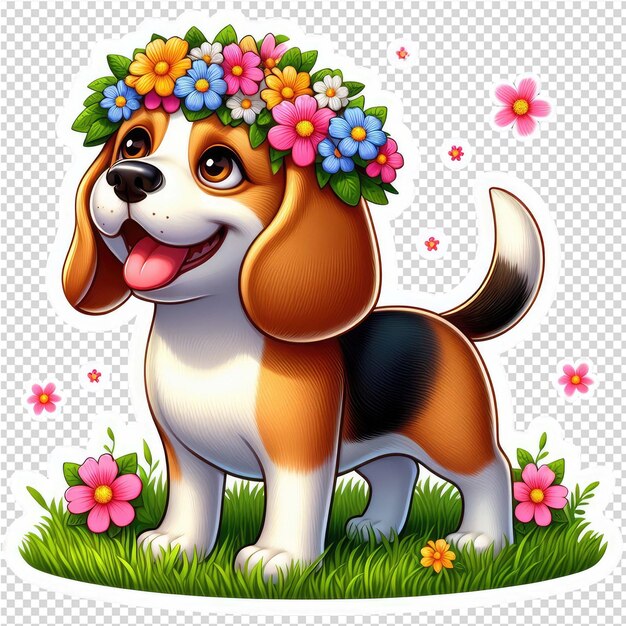 PSD cuteness overload dog sticker with transparent background