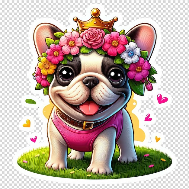 PSD cuteness overload hondensticker met doorzichtige achtergrond