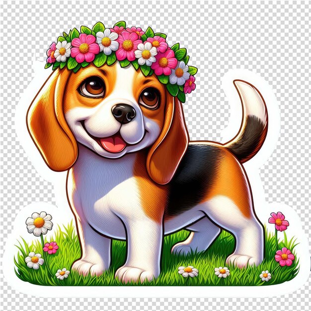 PSD cuteness overload hondensticker met doorzichtige achtergrond