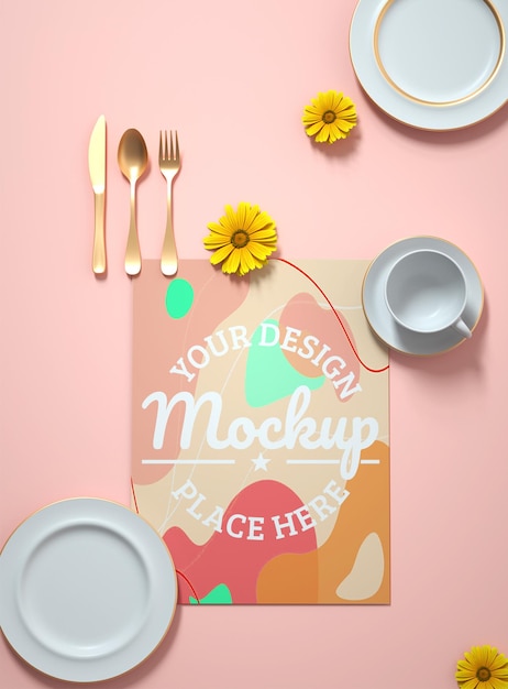 Cutlery cutting board mockup design