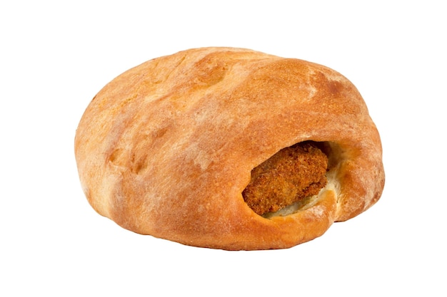 Cutlet in deeg op witte achtergrond