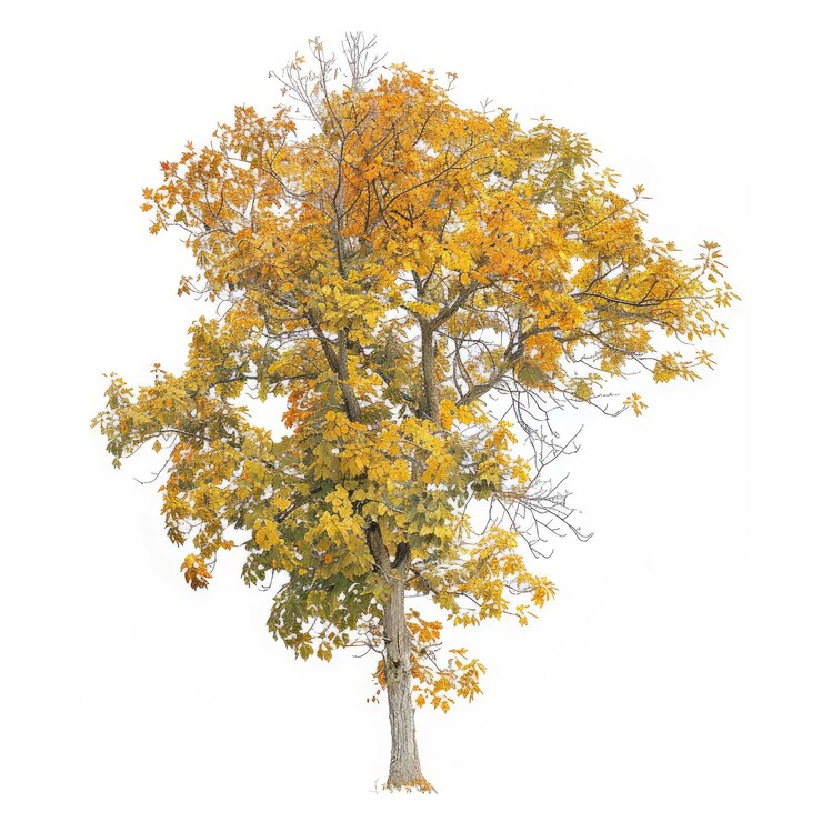 PSD cutout autumn tree on transparent background
