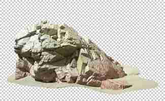 PSD cutout nature reef rocks beaches scenery landscape 3d render