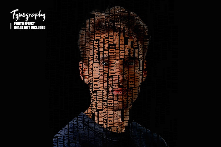 PSD cutout text overlay with portrait photo filters