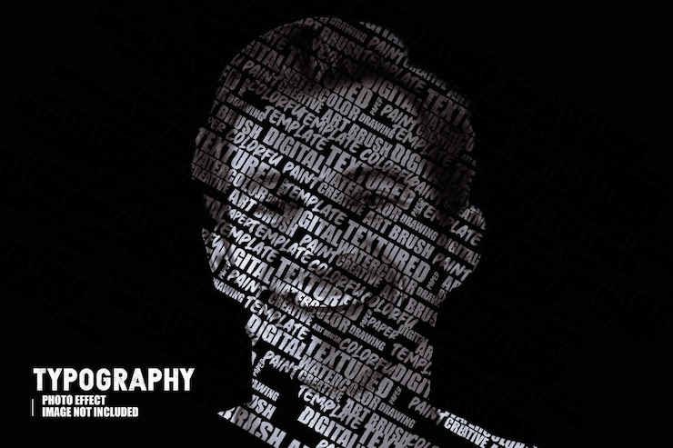 PSD cutout typography overlay with portrait photo color filters