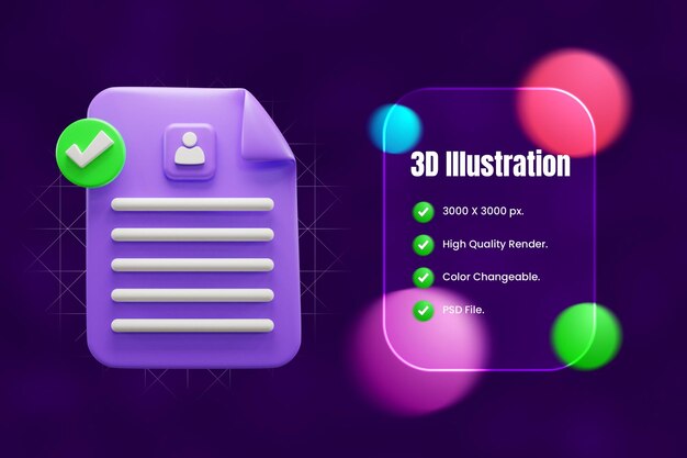 CV Approved 3d illustration or Resume Approved 3D illustration or CV design 3d illustration