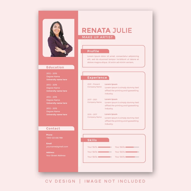 Modello di design cv donne femminili semplici e minimaliste design moderno curriculum cv per donne rosa 3