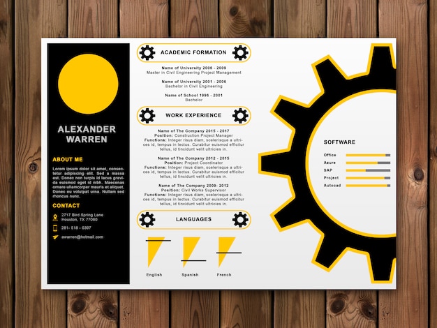 Cv-mockup met tandwiel