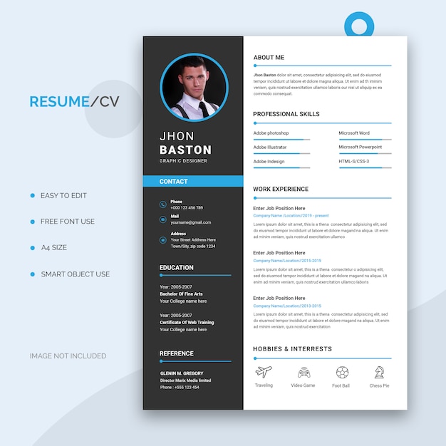 PSD cv of cv-sjabloon