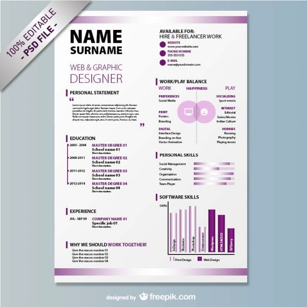 PSD cv template download