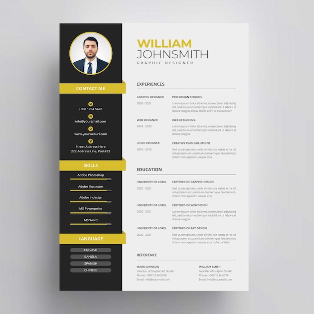 PSD cv template resume