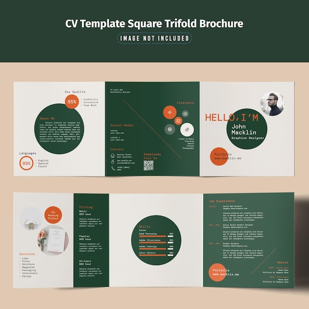 PSD cv template trifold brochure