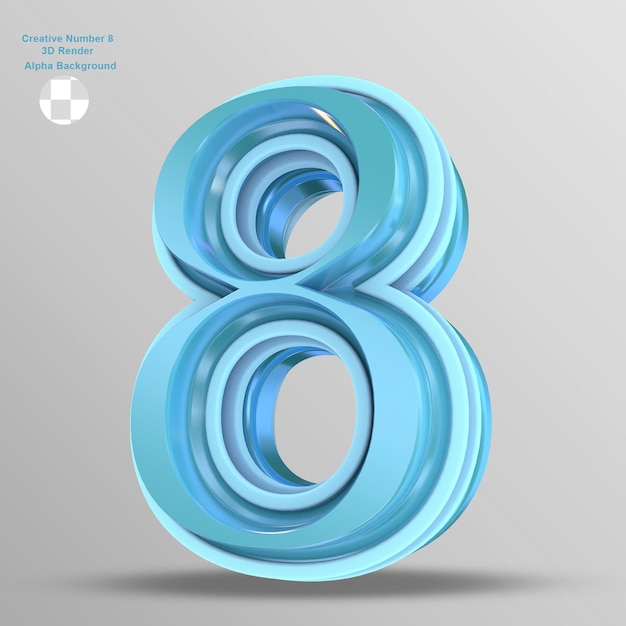 Cyan glossy 3d number 8