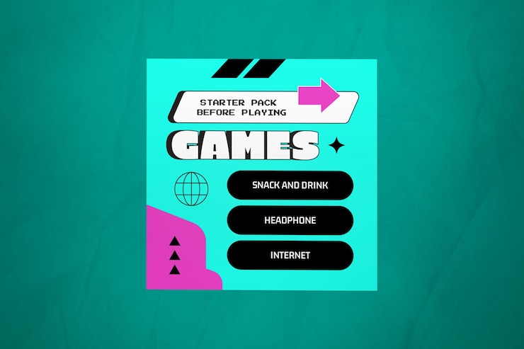 PSD cyan pink y2k video games brand instagram post 11