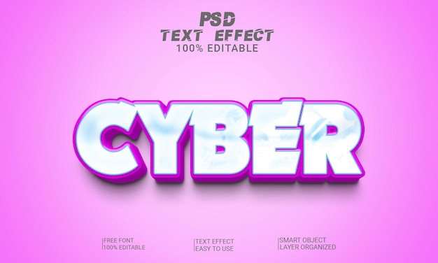 Cyber 3d bewerkbare teksteffectstijl psd-bestand