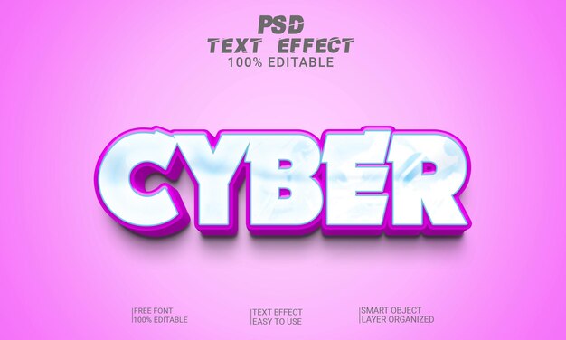 Cyber 3d Editable Text Effect Style PSD File