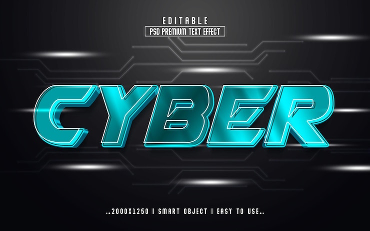 Cyber 3d Editable Text Effect Style With Premium Background