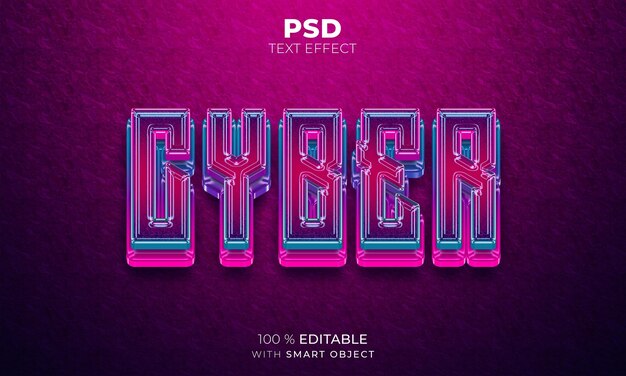 Effetto testo modificabile cyber 3d