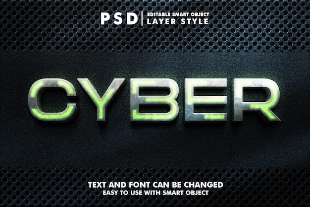 Cyber 3d teksteffect premium psd