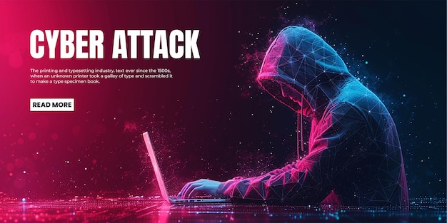 PSD sfondo della progettazione del banner web di cyberattacco
