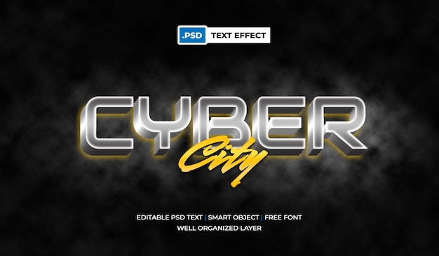 Cyber city text effect with gradient neon lettering