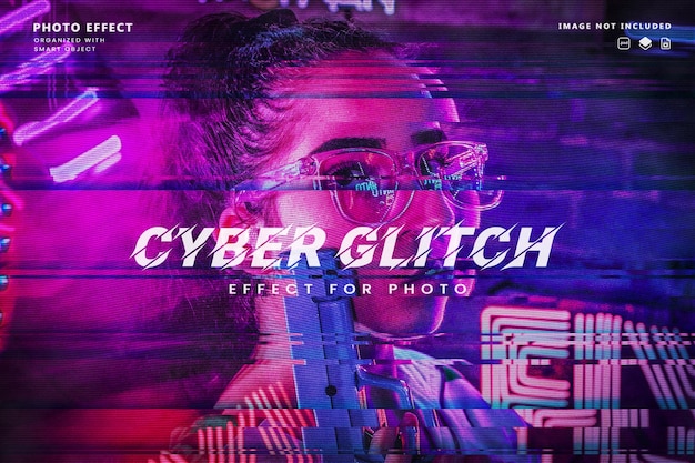 PSD cyber glitch photo effect