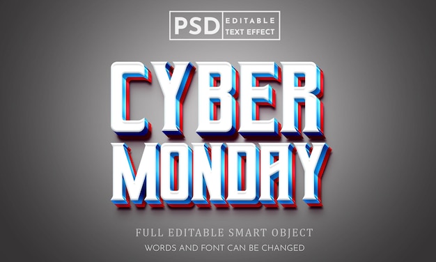 PSD cyber monday 3d editable text effect premium psd