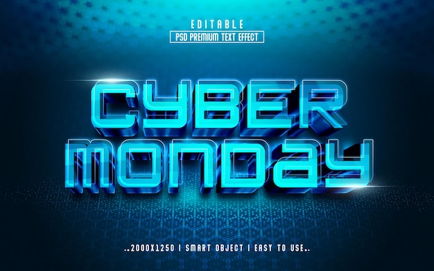 PSD cyber monday 3d editable text effect style template