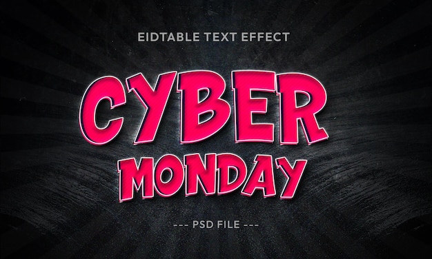 PSD effetto di testo modificabile 3d cyber monday