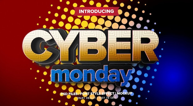 Effetto di testo 3d cyber monday