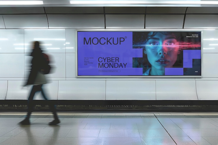 PSD cyber monday and black friday banner mockup