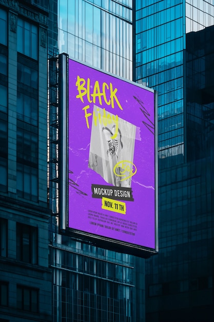 Cyber monday and black friday outdoor advertising mockup