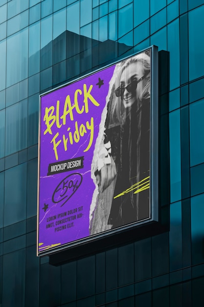 Cyber monday and black friday outdoor advertising mockup