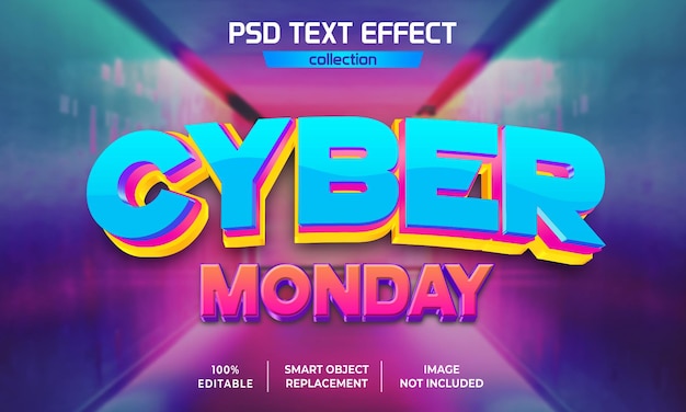 PSD cyber monday colorfull text effect