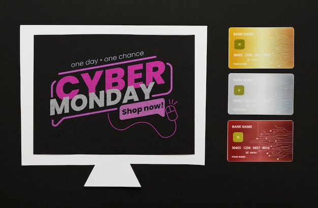 Cyber monday concept компьютерный макет