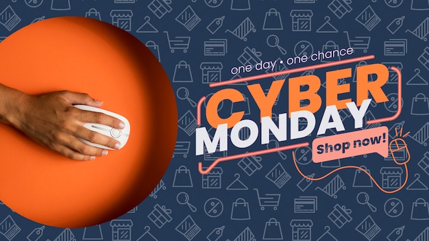 PSD cyber monday concept mock-up with mouse