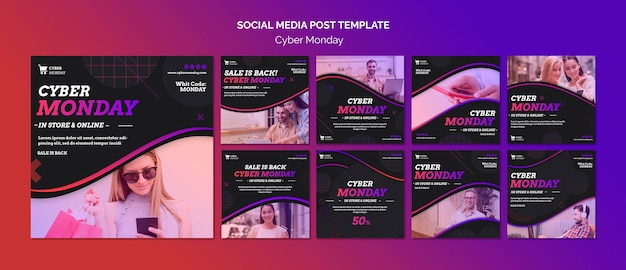 Cyber monday concept social media post template