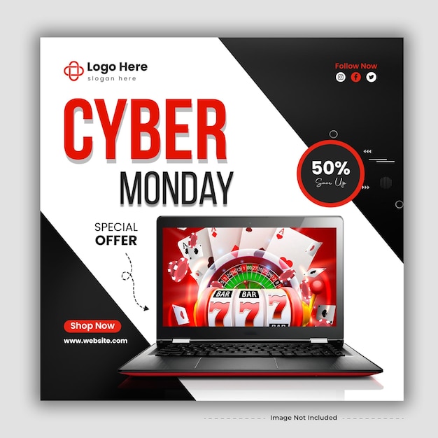 Cyber monday discount offer social media post design template