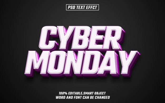 cyber monday editable text font effect 3d text for title
