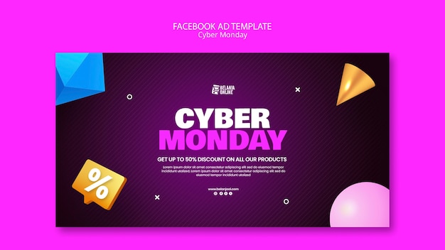 Modello di facebook per il cyber monday