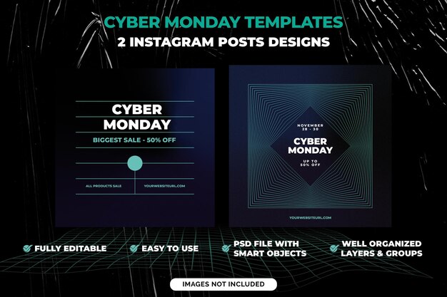 PSD cyber monday instagram posts sjablonen social media designs vol 9