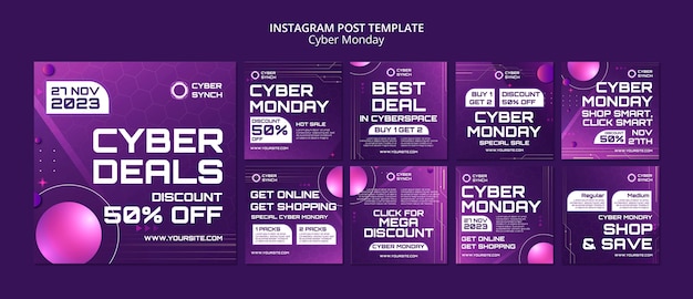 PSD modello di post di cyber monday su instagram