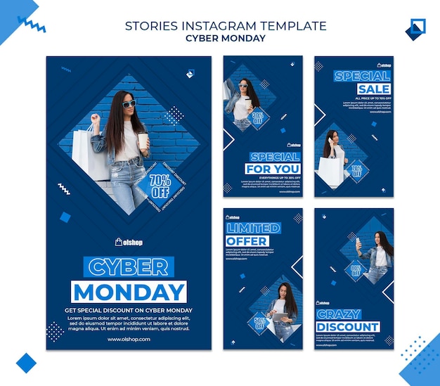 PSD cyber monday instagram stories template