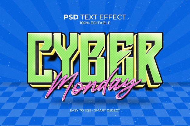 PSD effetto di testo cyber monday in stile giapponese