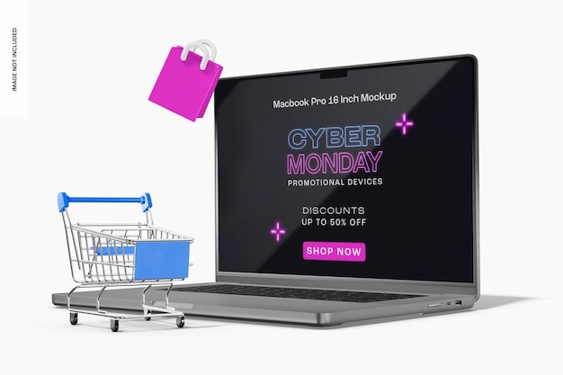 PSD mockup del cyber monday macbook pro da 16 pollici