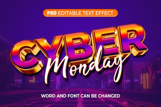 PSD cyber monday arancione viola 3d