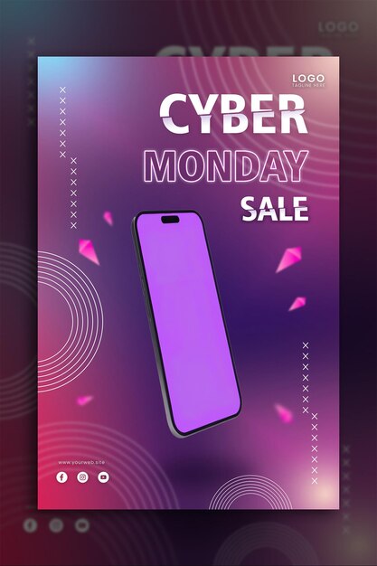 PSD cyber monday psd fioletowy fioletowy tapeta telefon w stylu naciętym na gradiencie fioletowym tle